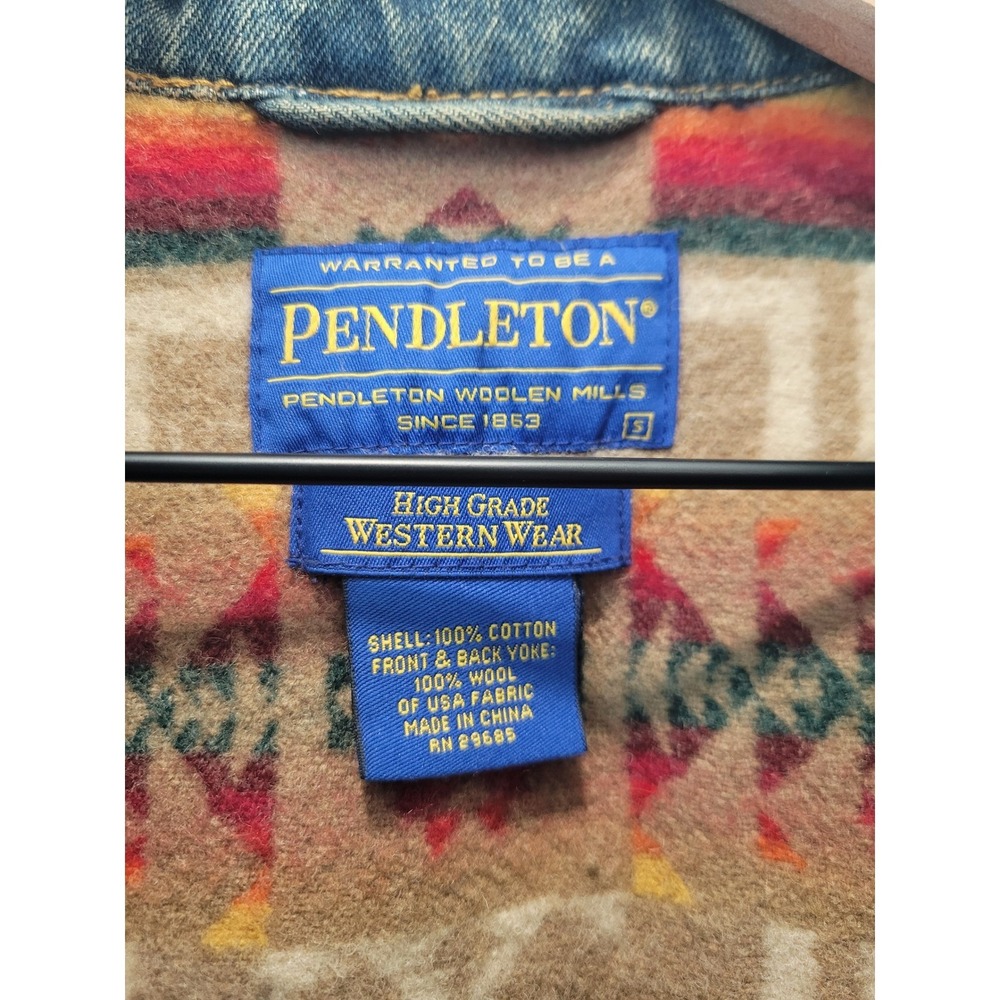 Pendleton High Grade Western Wear Denim Jacket Chief Joseph Wool Yoke Men's S - Picture 5 of 16